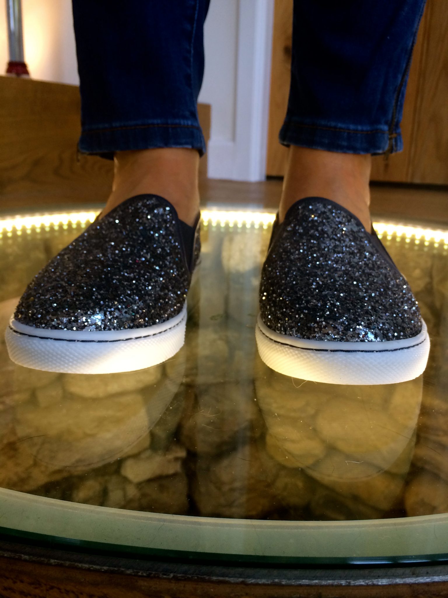 review of Boden slip on trainers glitter