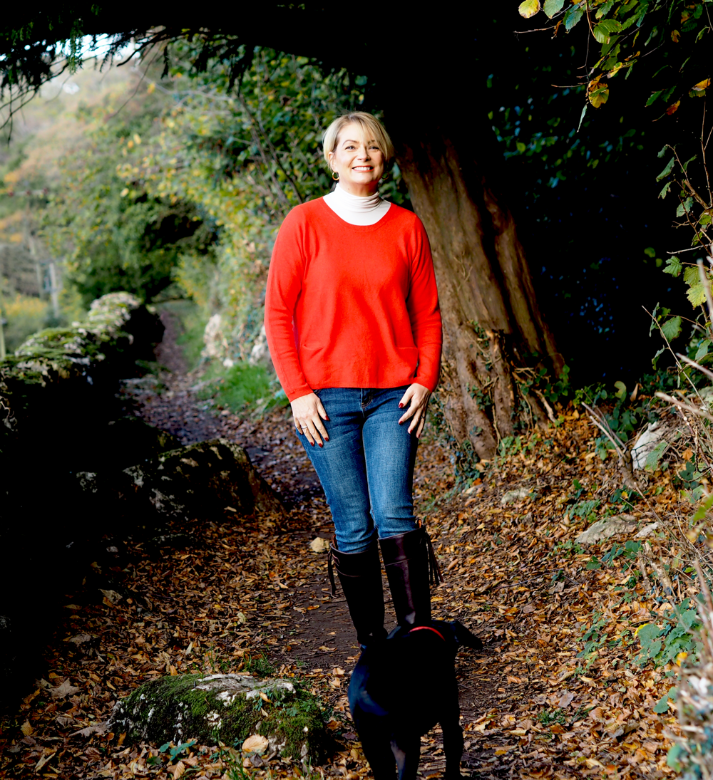 bright red cashmere jumper