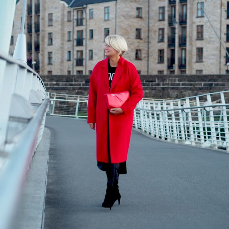 Red cocoon coat