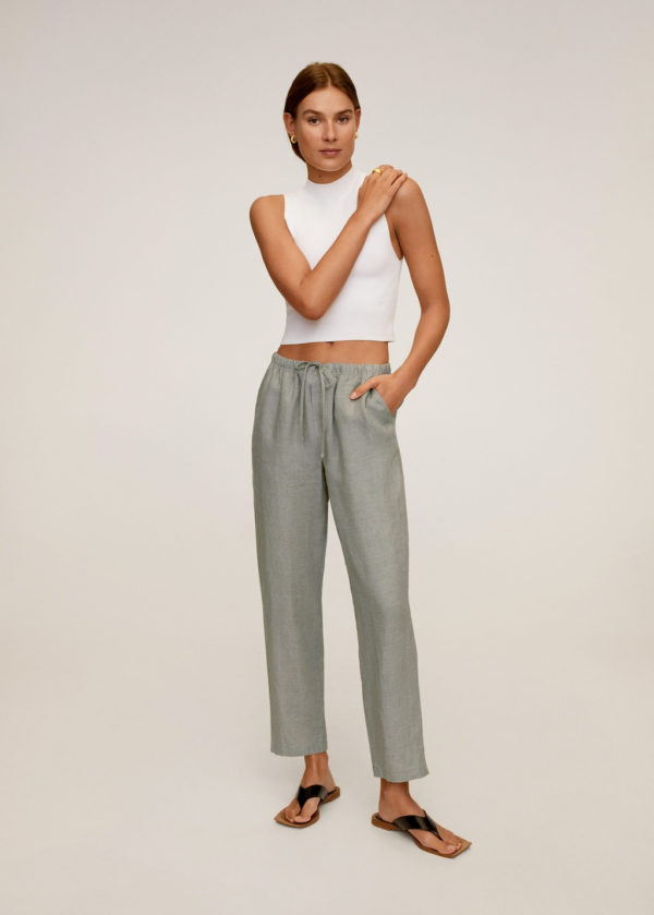 drawstring linen trousers