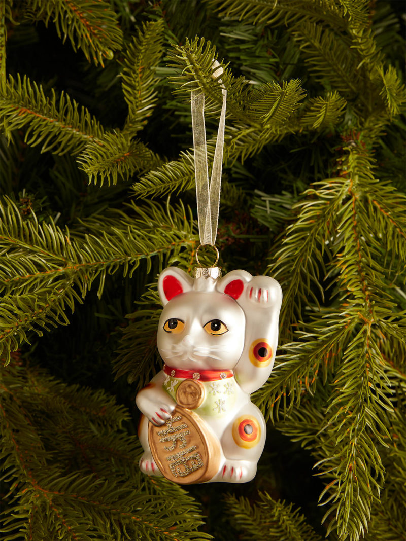 Chinese lucky cat Christmas tree bauble