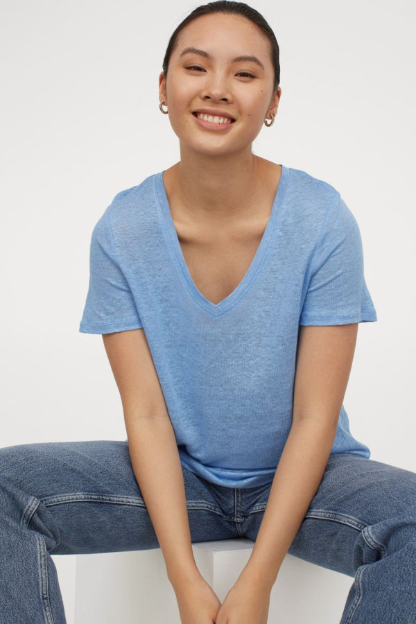 Best V neck linen t shirt for women SS21