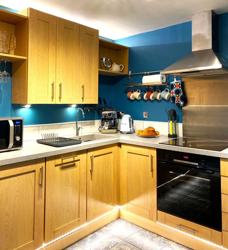 Midlifechic teal kitchen