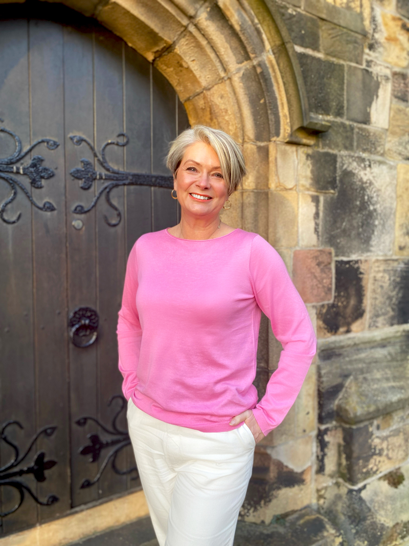 Midlifechic bubblegum pink boatneck jumper