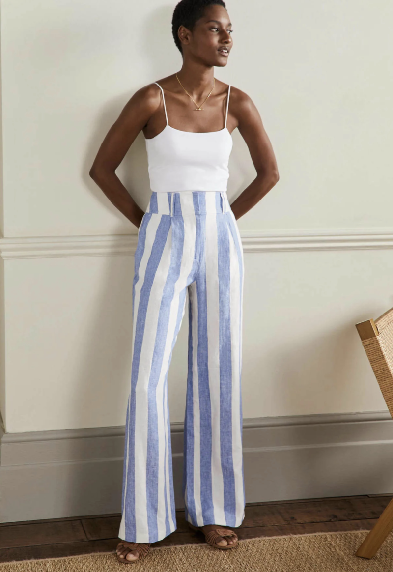 Midlifechic Boden review striped palazzo pants SS22