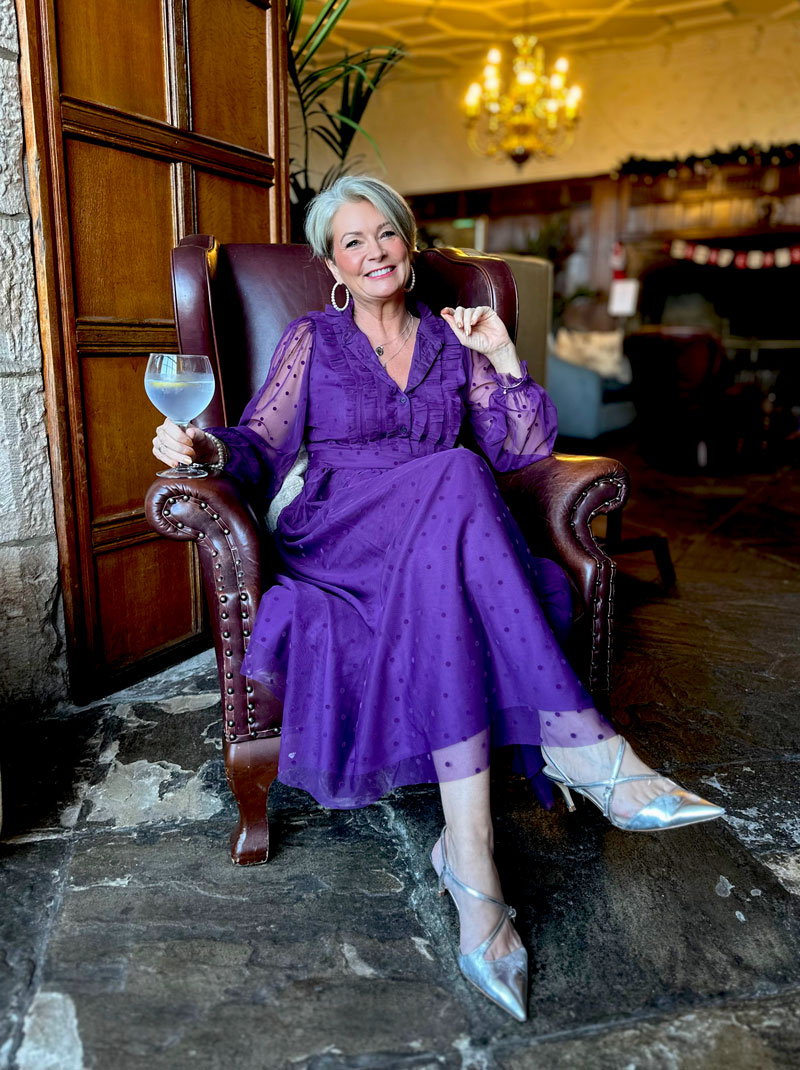 Nikki-Garnett,-Midlifechic,-purple-voilve-Boden-dress Nikki Garnett, Midlifechic