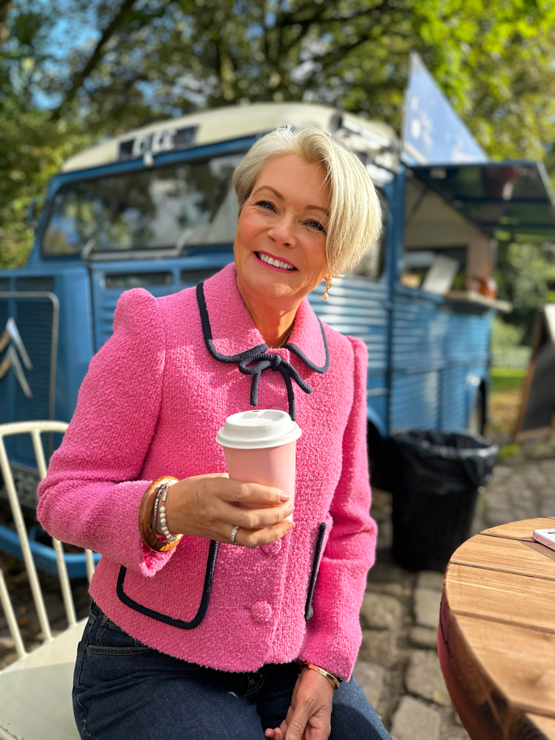 Midlifechic-pink-Boden-jacket Nikki Garnett, Midlifechic, style for women over 50
